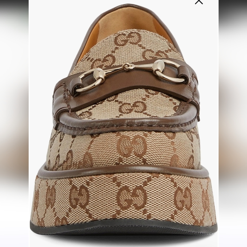 $1,200 Gucci Ilde GG Supreme Canvas & Leather Flatform Loafers EU 40 US 10 BNIB - Picture 3 of 12